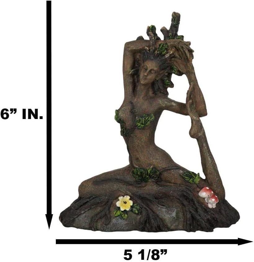 Miniatura 3 de Ebros Gift Celta Greenwoman Gaia Dryad Ent Nativa Tierra Diosa Meditación Yoga Paloma Zen Pose Figurilla Árbol de la Vida Criatura mística ser