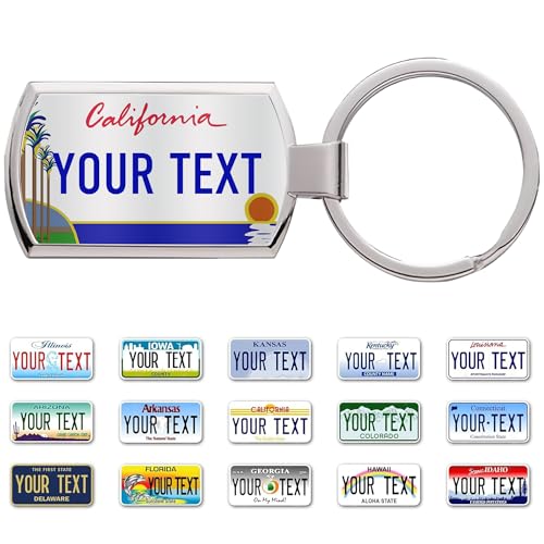 LING Ling's Design Custom Keychain, License Plate Keychain, Select from All 50 States, Personalized Key Chain-California Keychain