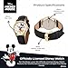 DISNEY Mickey Moving Hands Watch - Vintage Mickey Mouse Watch for Men - 90s Mouse Watches - Classic Men’s Toys - Retro Style - Gold Case - Black Leather Strap