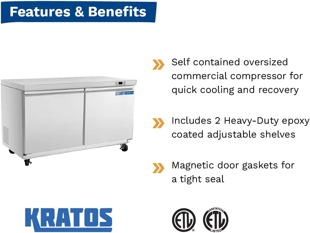 Kratos Refrigeration 69K-768 Commercial 48" W Undercounter Refrigerator, 2 Door