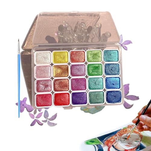 shenyoukong Juego De Pintura De Acuarela Forestal, Juego De Pintura De Acuarela De Color Forestal, Juego De Pintura De Acuarela De 20 Colores, Juego De Pinturas Coloridas Metálicas (B)