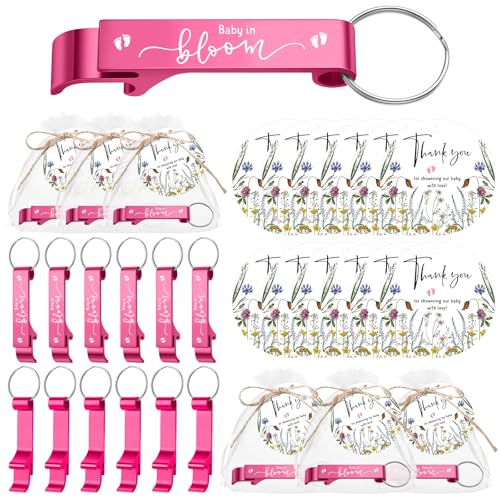 Ecation 50 Sets Pink Baby Shower Favors for Guests Bottle Openers Set