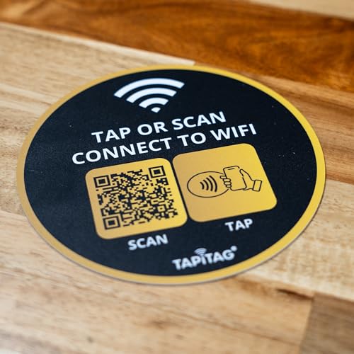 Etiqueta WiFi NFC sin suscripción TAPiTAG de PVC negro y dorado de fácil acceso 4