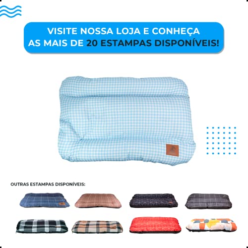 Caminha De Cachorro e Gato Cama Pet Vichy Azul - Tamanho P 60x40cm