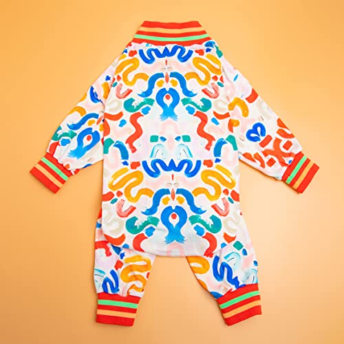 LovinPet Dog Jumpsuit, UV & Post Operative Protection Dog Apparel, 4 Legged Coverage Dog Bodysuit, Stretchable Ink Unleashed Magic Twist Multi Prints Pajamas for Big Dogs L - Thumbnail 7