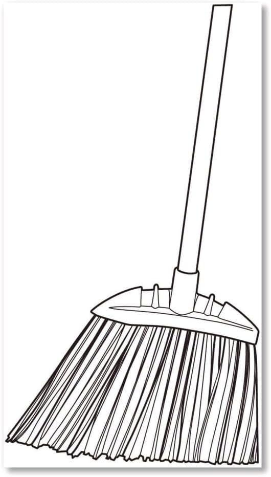 Line drawing of an angled broom, illustrating its basic structure