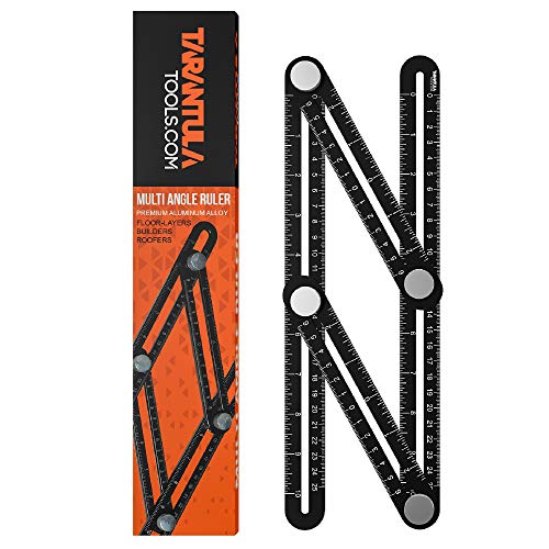 Tarantula Tools Multi Angle Measuring Ruler - Angle Template Tool - Black Aluminum Adjustable Angle Ruler - Angle Tool - All Metal No Plastic - Easily Set The Right Measurement, Izer, Angles