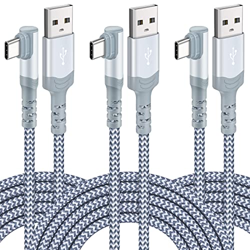 Acezeek Cable USB A a USB-C, cable de 60 W, cable de carga rápida de ángulo recto de 90 °, cable de carga rápida de nailon trenzado nunca ruptura compatible con Samsung Galaxy S22/S21/S10/S9/S8/Note20 Cover