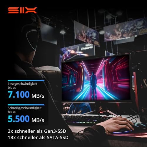 SIX NVME M.2 SSD PCIe 4.0-512G 2280 ssd, Lesen bis zu 7.000MB/s für Gaming PS5 Speichererweiterung mit heatsink, Interne Solid-State-Laufwerk gen 4x4 für Laptop Desktop