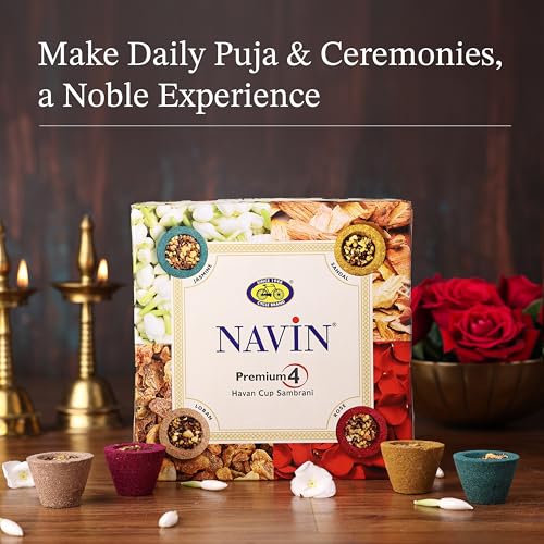 Image of Cycle Pure Navin Premium 4-in-1 Havan Sambrani Cups | Natural & Traditional Aromatic Experience | Pack of 3 (Jasmine, Sandal, Rose, Loban)