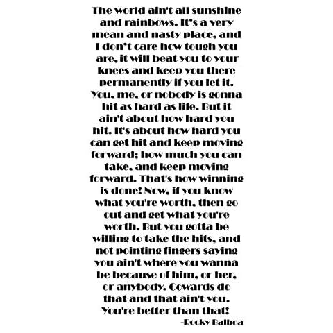 CustomVinylDecor Famous Rocky Balboa Vinyl Wall Decal Inspirational Quote | Sports Decor Vinyl Sticker for Athlete's Bedroom, Playroom, or Locker Room | Small and Large Sizes Cover