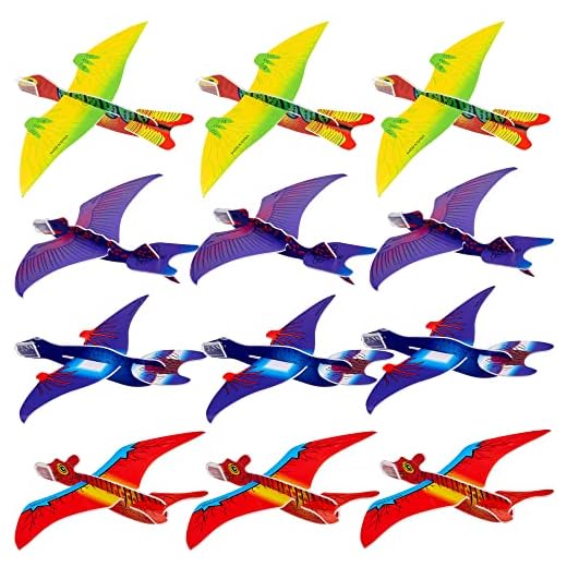 THE TWIDDLERS 48 Aviones planeadores de Dinosaurios - 4 diseños Distintos Detalles de Fiesta, Rellenos de Bolsas de Fiesta, premios de Clase, Rellenos de Calcetines.