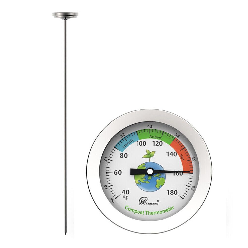 50cm Professional-Grade Stainless Steel Compost Soil Thermometer - Accurate Temperature Measuring Probe for Gardeners & Composters, Ideal for Yard & Garden Use