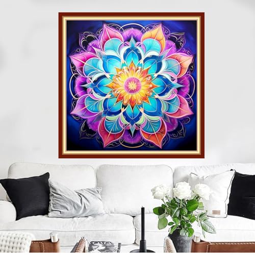Image of Funxvoot Stamped Cross Stitch Kits Beginners Full Range of Embroidery Kits for Adults 11CT Embroidery Patterns Needlepoint Kits Printed Cross Stitch Kits - (Magic Mandala 18x18 inchs)