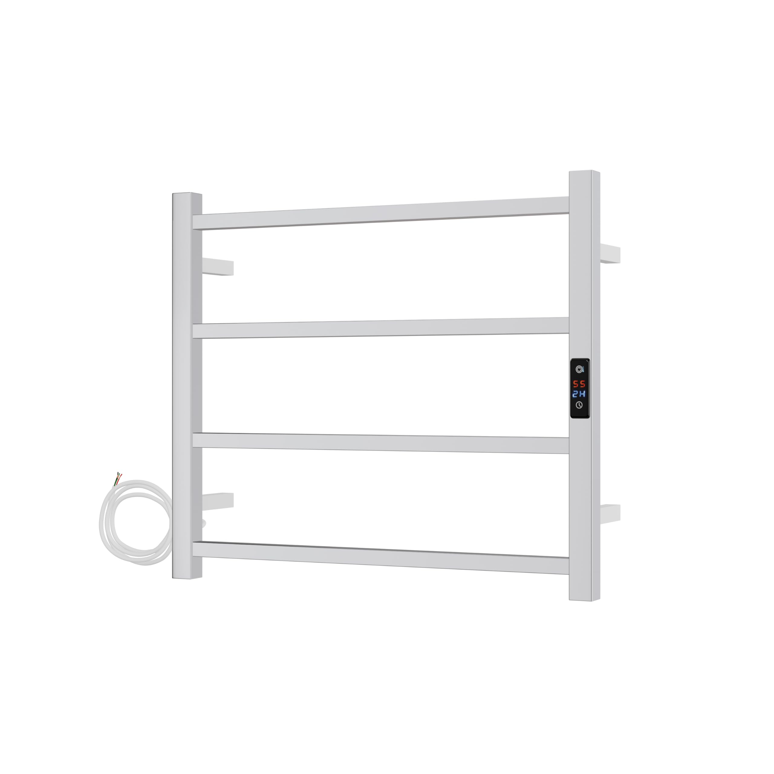 AQUAWORLD Stainless Steel 304 Square Electric Towel Warmer Heated Towel Rail with Built-in Timer for Bathroom Wall Mounted Hardwired Bath Towel Heater Polished Chrome 520mm x 533mm