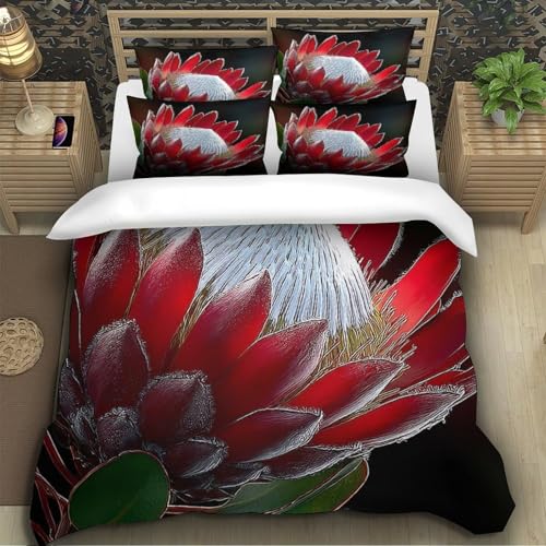 Parure de lit protea rouge 140x200 avec housse de couette single - 5