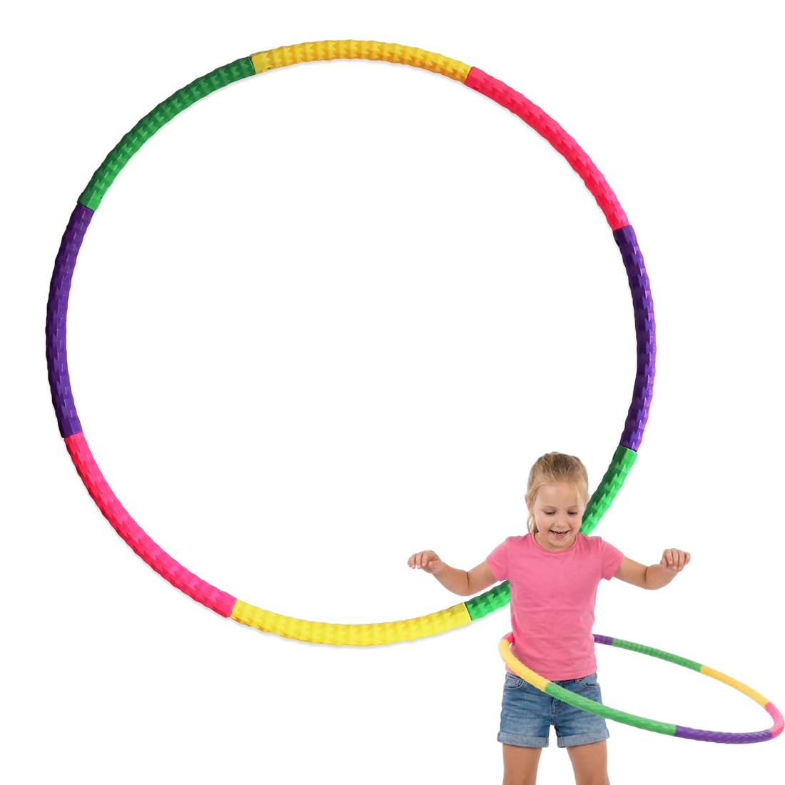 Hula Hoop Bambini 8 Pezzi Smontabile 58 cm Leggero Set Hula Hoop per Adulti e Famiglia Fitness Danza dai 3 Anni