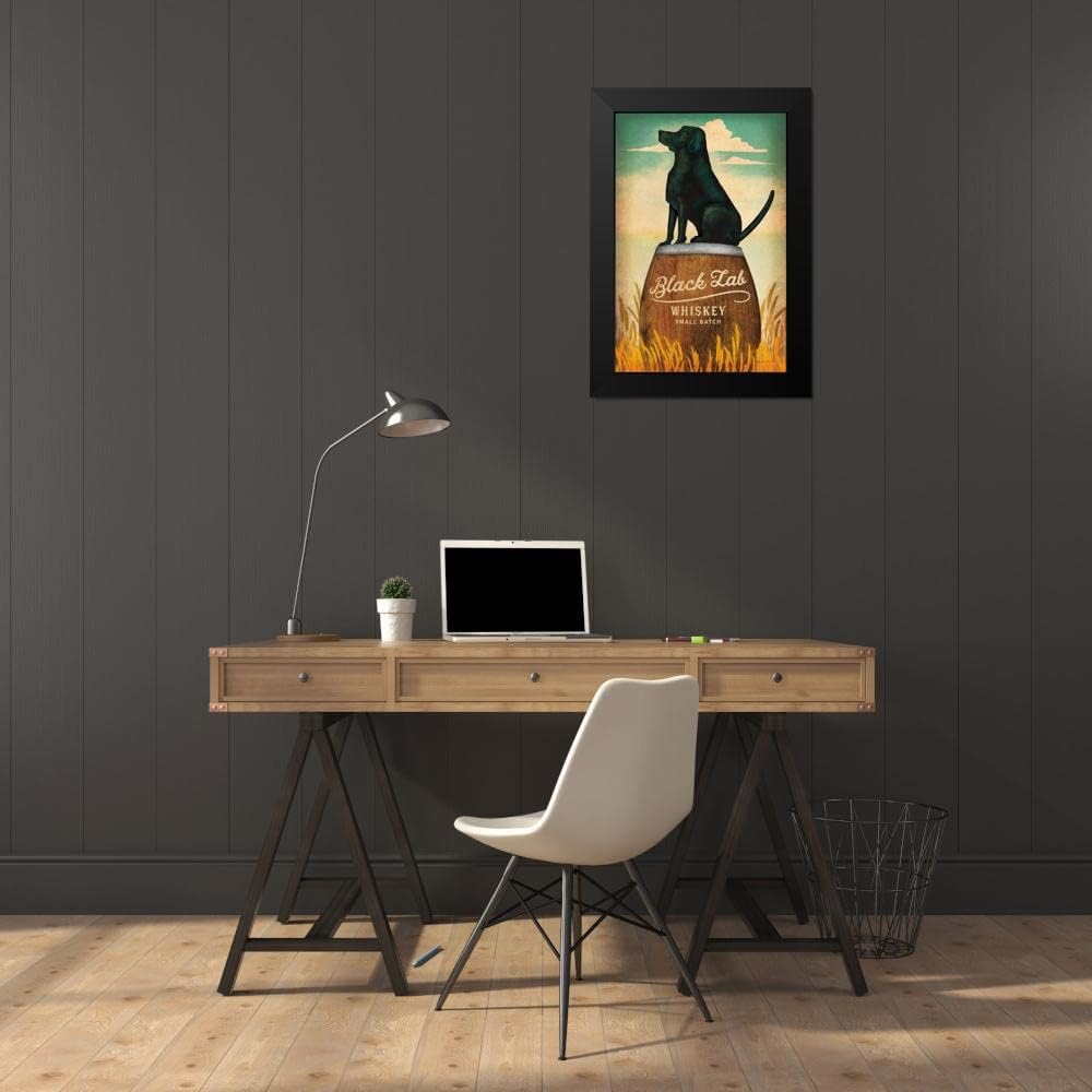 ArtDirect - Fowler, Ryan 13x18 Black Modern Framed Art Print Titled: Black Lab Whiskey