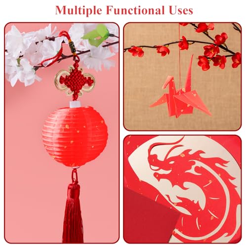 Rolo de papel Xuan vermelho para festivais da primavera chinesa, rolo de 6,7 x 100 m, corte de papel