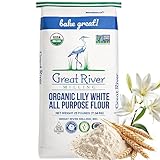 Great River Milling Lily White Organic All-Purpose Flour | Unbleached & Unbromated | Non-GMO, Kosher | Ideal for Bread, Cookies, Cakes, Pizza Dough & Everyday Baking | 25 Lb