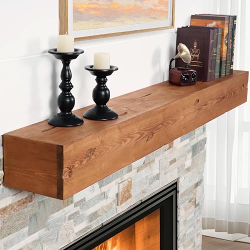 G GOOD GAIN Fireplace Mantel 54inch - Handmade Distressed Floating