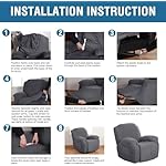 H.VERSAILTEX Super Stretch Recliner Couch Covers Chair Cover Form Fitted Non Slip Reclining Slipcovers for Standard Large Recliner, Soft Thick (1 Pack, Grey) - Image 5