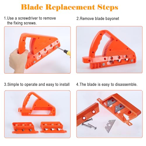 Miniatura 5 de Cortador Rápido Para Placas De Yeso Cepilladora De Bordes Para Placas De Yeso Herramientas Manuales 45 Y 60 Superficies De Placas De Yeso, Paneles De Madera, Etc 10 Cuchillas De Repuesto