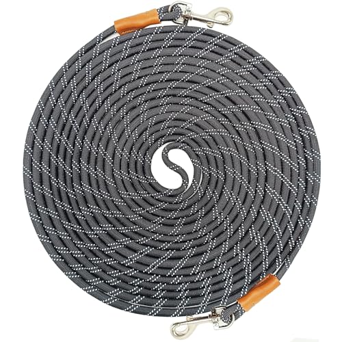 WYuZe Reflective Tie Out Rope for Small Dogs, 10/15/20/25/30 FT Long Dog Tether for Yard Training, Playing & Camping, Outdoor Lightweight Cat Leash (10ft, Black)