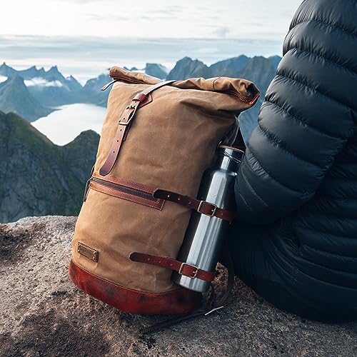 DRAKENSBERG Duża torba na podróże 'Dale' z woskowanego płótna z dodatkiem skóry, odporna na wodę - w stylu vintage, pojemność do 60L, XL, Plecaki płócienne