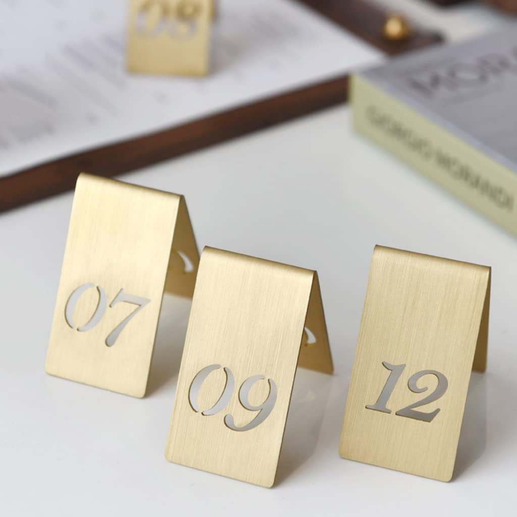 Números De Mesa De Pie Placas De Letreros De Escritorio Lados Dobles Huecos 6,5 Cm × 6,5 Cm × 4 Cm, para Restaurante Café Bar Marcador De Mesa De Latón Tarjeta De Asiento Reservado (17)