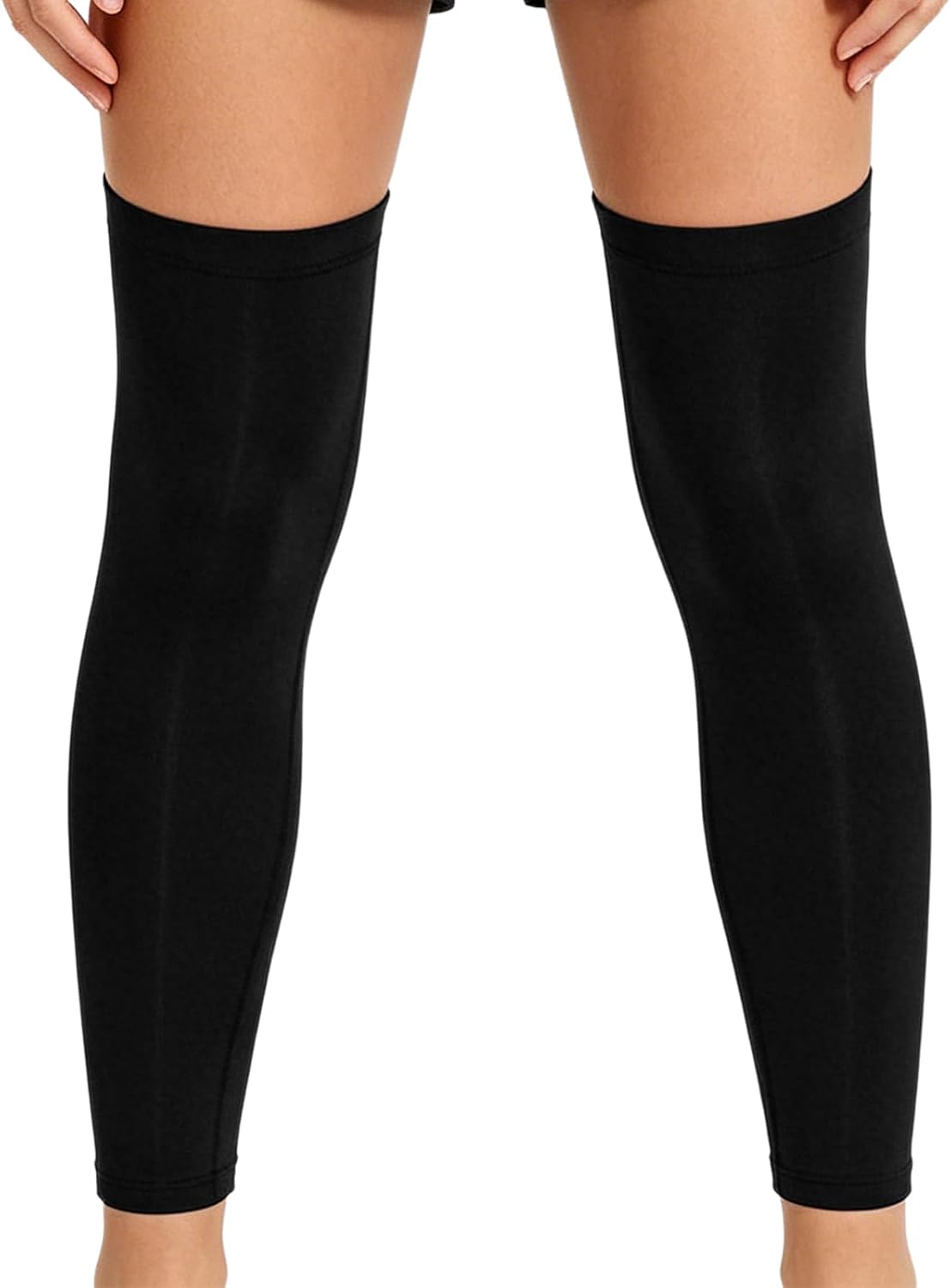 Jugaoge One Pair Compression Knee Length Leg Sleeve Long Knee Brace Support for Basketball Lightweight Gear