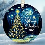 Christmas Ornament 2025, Stained Glass Christmas Tree Decorative, Winter Holiday Ornament for Christmas Tree - Gifts for Family, Friends - Glass Hanging Decorate(Tree)