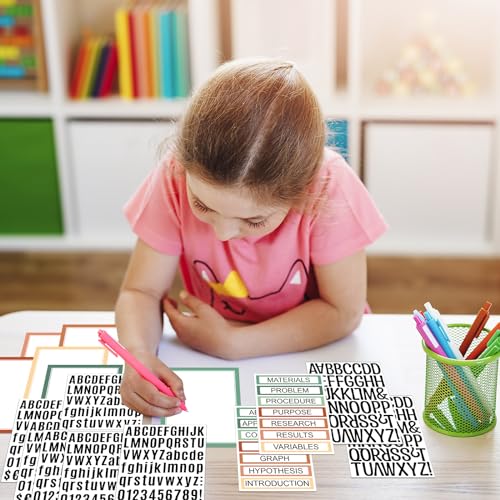 PerKoop 36 Sheets Science Fair Board Poster Boards Supplies 24 Self Adhesive Presentation Subtitles 4 Science Fair Project Titles 8 Personalized Letter Sticker for Classroom(Boho Color)