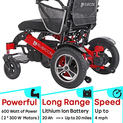 ActiWe WX14 Electric Wheelchair Scooter Mobility, Electric Wheelchairs for Adults Lightweight Foldable Motorized Wheelchair, All Terrain Wheel Chair, Folding Portable Power Wheelchair for Seniors.Red) - Thumbnail 3