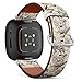 CJBROES Replacement Leather Watch Band, Compatible with Fitbit Versa 3 and Fitbit Sense of Wristband Bracelet Accessory - Birds