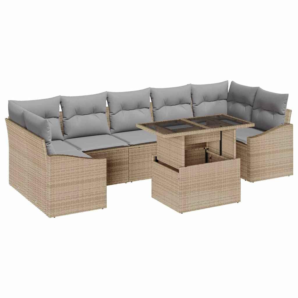Polirattan modułowy z funkcjonalnym stołem jasnoszary 100 x 55 x 73 cm