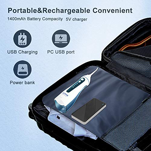 Nicwell Water Flosser 4 Modes Portable Water Pick Teeth Cleaner Dental Oral Irrigator for Teeth Braces with 5 Jet Nozzles, IPX7 Waterproof, USB Charged for 30 Days Use - Thumbnail 7