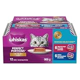 WHISKAS Perfect Portions Seafood Selections Adult Wet Cat Food Paté, 12x75g Tray
