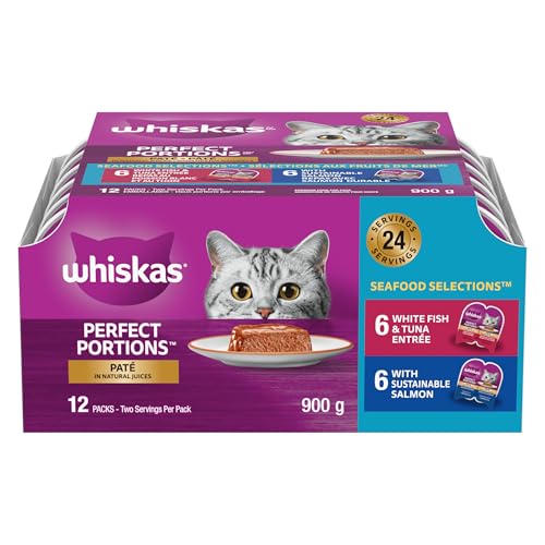 WHISKAS Perfect Portions Seafood Selections Adult Wet Cat Food Paté, 12x75g Tray image 2