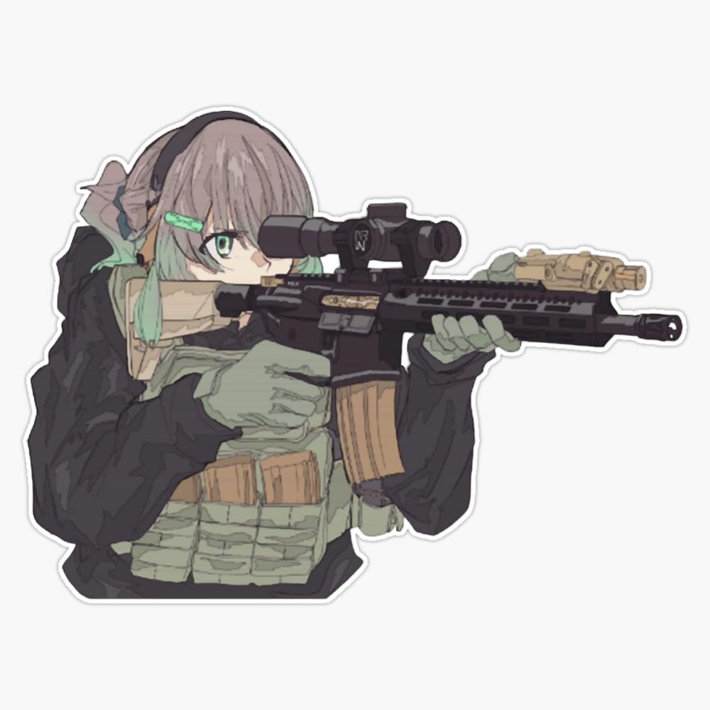 LAD Studio Day Gifts Military Anime Cute Gun Wondering The Boys Girls Window Bumper Sticker Decal 5""