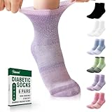 Bulinlulu Diabetic Socks for Women&Men,6 Pairs Non Binding Diabetic Ankle Socks,Wide Socks with Seamless Toe(Medium,Bright Colors-6 Pairs)