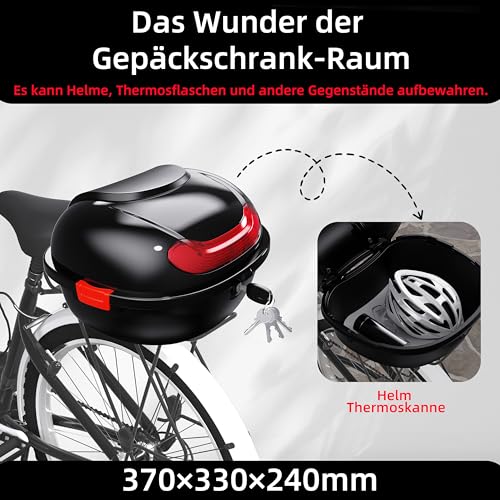 Mihoho Fahrradkoffer für alle Gepäckträger, abschließbare wasserdichte Fahrradbox | Helmkoffer | Gepäckträger Koffer | Helmbox | Fahrradgepäckträger Box (Schwarz)