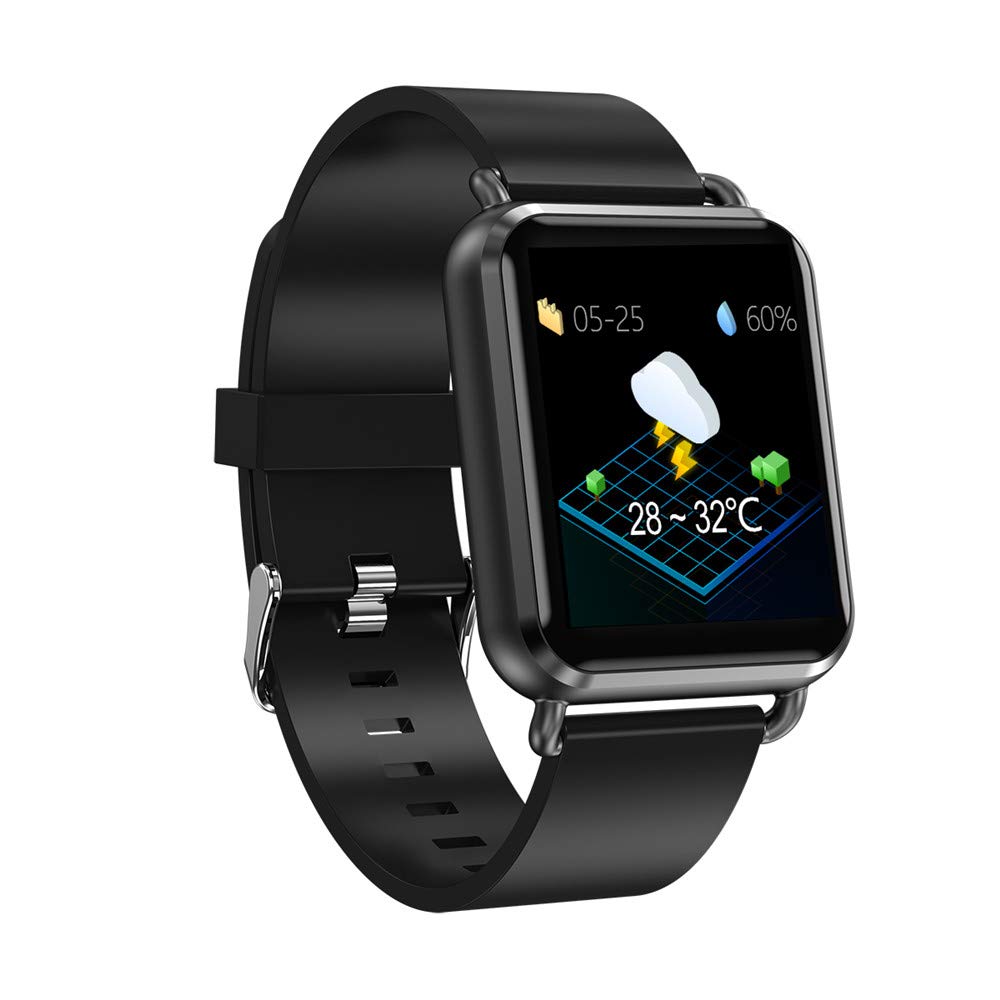 Bluetooth 4.0 Waterproof Fitness Tracker con monitoraggio della frequenza cardiaca in Tempo Reale, Pressione sanguigna, Ossigeno nel Sangue, Sonno, Monitor pedometro, Android, iOS Nero