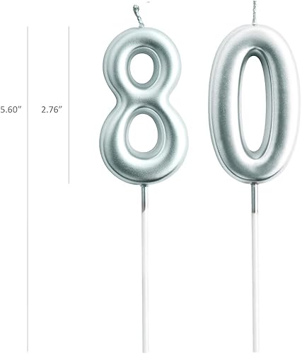 Miniatura 8 de Vela 60 para decoración de pasteles, vela de cumpleaños plateada de 2.76 pulgadas para fiesta de cumpleaños, decoración de aniversario de boda