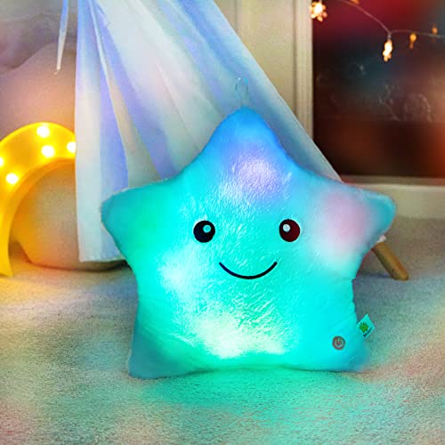Wewill Creative Glowing Led Night Light Twinkle Star Shape Plush Pillow Stuffed Toys, Blue #TOP1