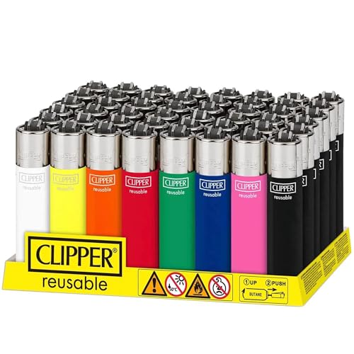 MEOWN Plain Clipper Lighter Set - 5 Pack | Regular Size, Assorted Colors & Designs | Genuine Clipper | Reusable Lighters for Everyday Use