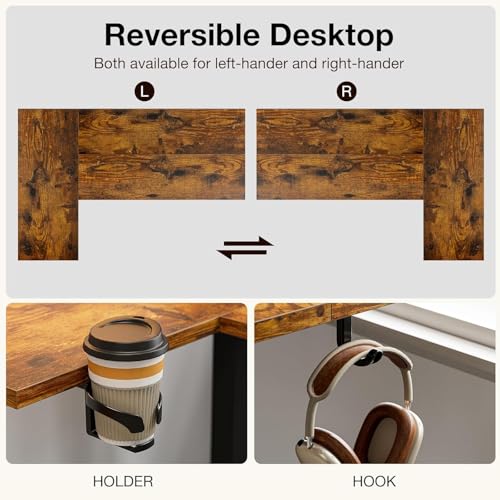 Image of Muvai 71 Inch L Shaped Standing Desk Adjustable Height with Cable Management Tray,Gaming Electric Corner Standing Desk, Sit Stand Computer Table with Reversiable Splice Board, Rustic Brown