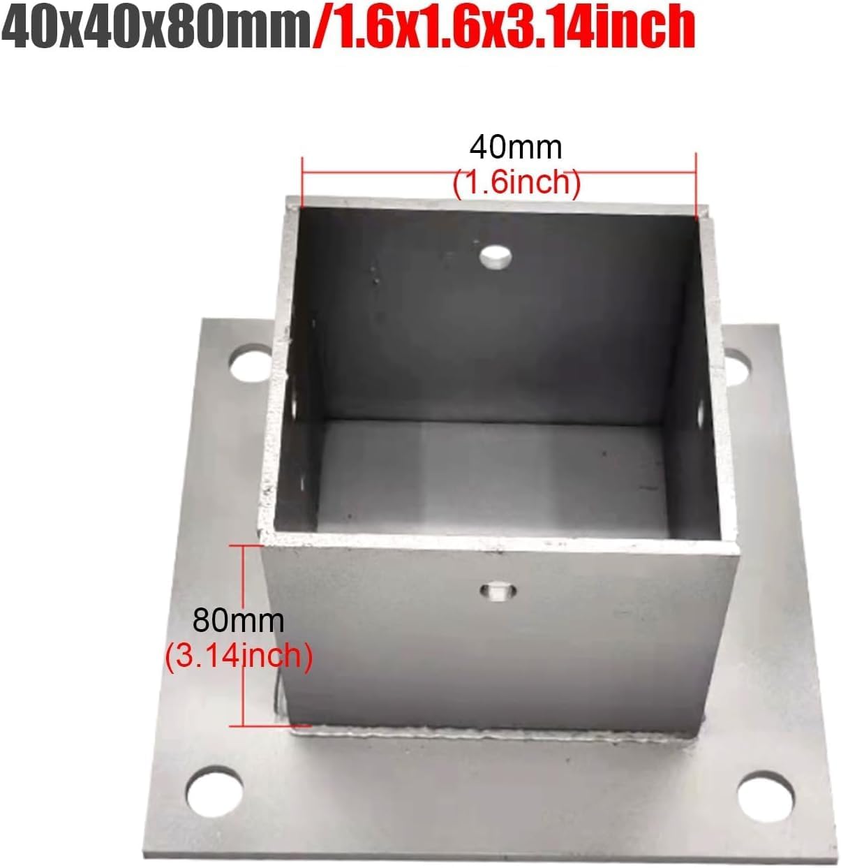 2PACK Stainless Steel Heavy Duty Hot-Dip Galvanised Foot Base Square Railing Post Anchors Base, Post Garden Holder with Screws, Wood Fence Post Base Brackets for Pergola Posts(40x40 mm (1.6x1.6 in))
