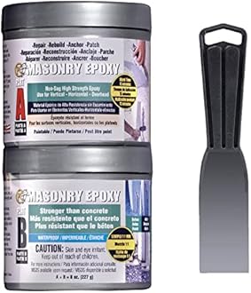 PC Products PC-Masonry Epoxy Adhesive Paste, Two-Part Repair, 8 oz in Two Cans with Mixing Tool, Gray (70024)