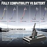 6000mAh Battery Replacement Compatible with Dyson V8 Animal, Absolute, Fluffy, Ecovoltix Battery for SV10 Vacuum Cleaner - Image 2